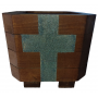 Doniczka drewniana ozdobna z krzyżem
